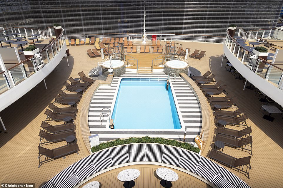 Гости могут полюбоваться видом на море из клуба Panorama Pool Club (вверху) ¿ с центральным бассейном и гидромассажными ваннами.