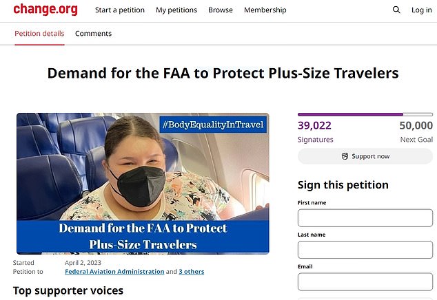 В апреле 2023 года Чейни создал петицию на сайте Change.org с требованием, чтобы ФАУ защищало путешественников больших размеров.