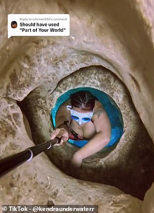 Она набрала в общей сложности 66 800 подписчиков и 3,5 миллиона лайков на TikTok. Она сфотографирована над пещерным дайвингом во Флорида-Спрингс