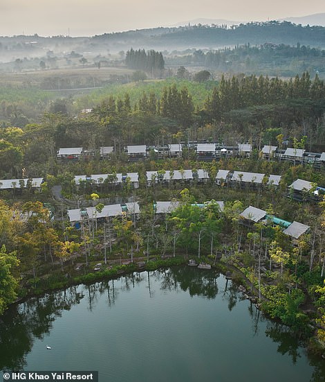 Вид с высоты птичьего полета на InterContinental Khao Yai и некоторые из его 30 000 деревьев