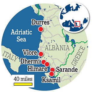Албания расположена вдоль побережья Адриатического и Ионического морей.