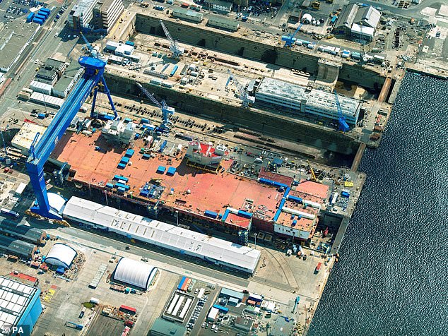 Основные сухие доки на верфи Babcock Marine's Rosyth с кораблем HMS Queen Elizabeth