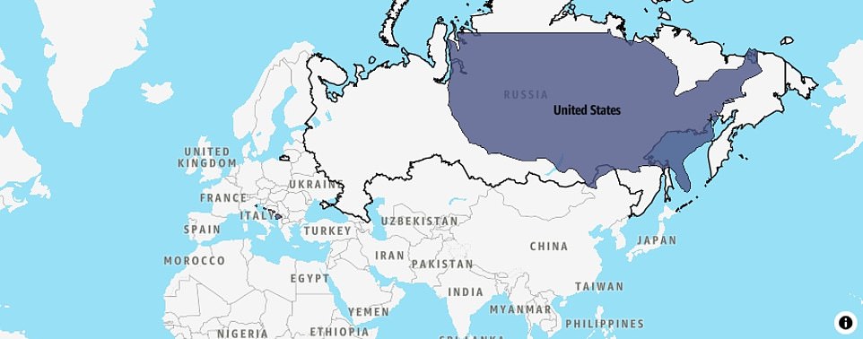 Россия огромна, ее площадь составляет 17 098 242 кв. км, что в 1,7 раза больше, чем площадь Соединенных Штатов (здесь без учета Аляски).