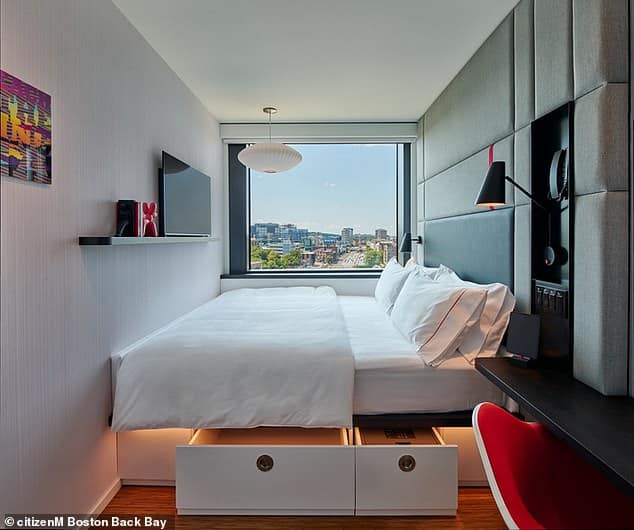 Комната в новом филиале CitizenM в Бостоне Бэк-Бэй